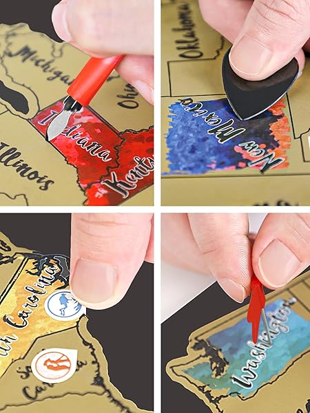 JARLINK JARLINK Scratch Off USA Map Poster 12x17 Personalized Travel Map with Accessories Perfect Gift for Travelers - View 5 of 8