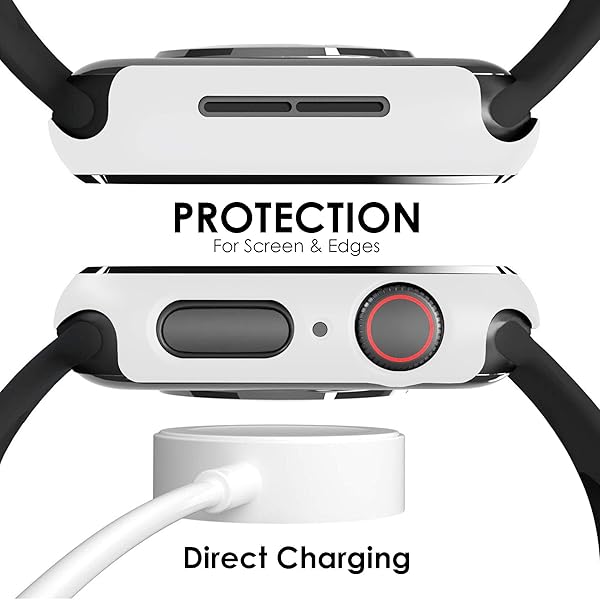 Pokanic Pokanic 2 Pack Tempered Glass Case Full Screen Protector for Apple Watch 9 8 7 6 5 4 3 2 1 SE White 44mm - View 4 of 10