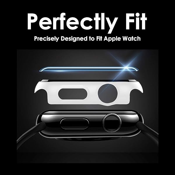 Pokanic Pokanic 2 Pack Tempered Glass Case Full Screen Protector for Apple Watch 9 8 7 6 5 4 3 2 1 SE White 44mm - View 5 of 10
