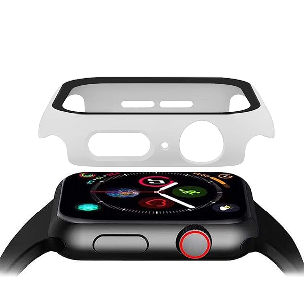 Pokanic Pokanic 2 Pack Tempered Glass Case Full Screen Protector for Apple Watch 9 8 7 6 5 4 3 2 1 SE White 44mm - View 10 of 10