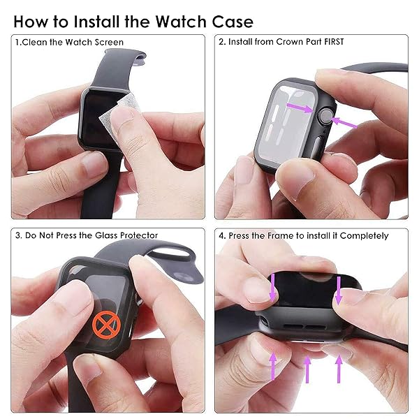 Pokanic Pokanic 2 Pack Tempered Glass Case Full Screen Protector for Apple Watch 9 8 7 6 5 4 3 2 1 SE White 40mm - View 7 of 10