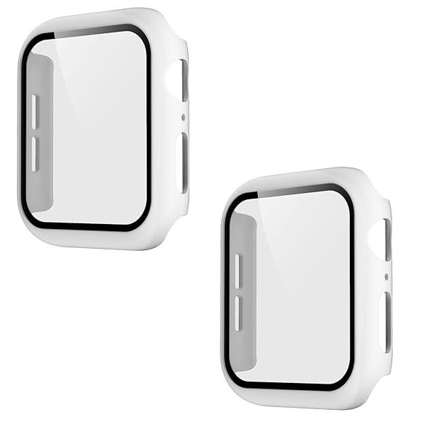 Pokanic Pokanic 2 Pack Tempered Glass Case Full Screen Protector for Apple Watch 9 8 7 6 5 4 3 2 1 SE White 40mm - View 2 of 10