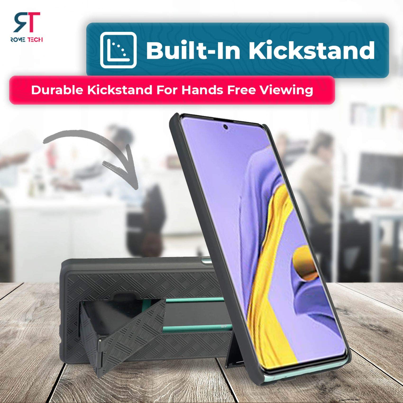 Samsung Galaxy A51 Case with Belt Clip Holster and Kickstand Black Cover for Ultimate Protection and Convenience - View 5 of 6