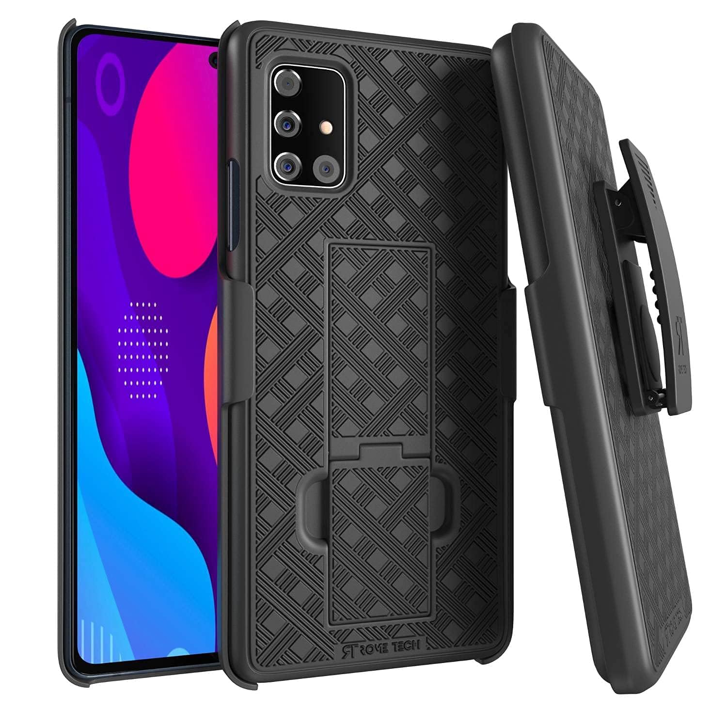 Samsung Galaxy A51 Case with Belt Clip Holster and Kickstand Black Cover for Ultimate Protection and Convenience