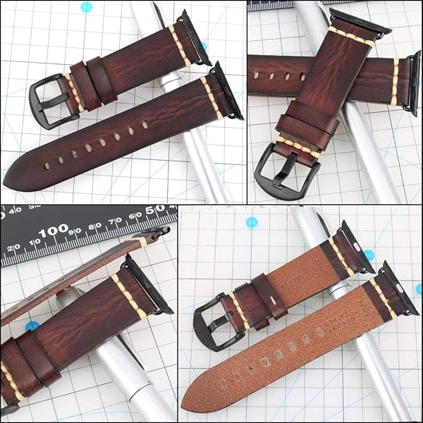 REZERO REZERO Smartwatch Bands for Apple Watch Vegetable Tanned Leather Straps Replacement for iWatch Series 10 9 8 SE 38 40 41 42 44 45 46 49mm - View 6 of 9