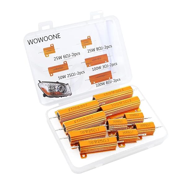 WOWOONE WOWOONE Set of 10 Power Resistors Aluminum Shell 25W 6 Ohm 8 Ohm 50W 25 Ohm 100W 8 Ohm 3 Ohm Wirewound Resistor for Nest Hello Doorbell
