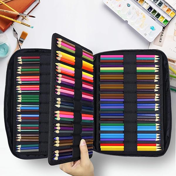 YOUSHARES YOUSHARES Big Capacity Colored Pencil Case 300 Slots Large Pen Organizer Multilayer Holder for Prismacolor Pencils and Gel Pens Green - View 6 of 8