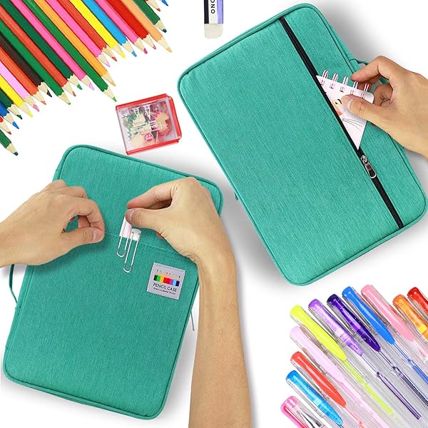 YOUSHARES YOUSHARES Big Capacity Colored Pencil Case 300 Slots Large Pen Organizer Multilayer Holder for Prismacolor Pencils and Gel Pens Green - View 8 of 8