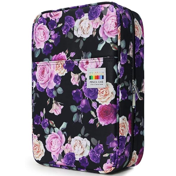 YOUSHARES YOUSHARES Large Capacity Colored Pencil Case 300 Slots Multilayer Organizer for Prismacolor Pencils and Gel Pens in Purple Pink Rose