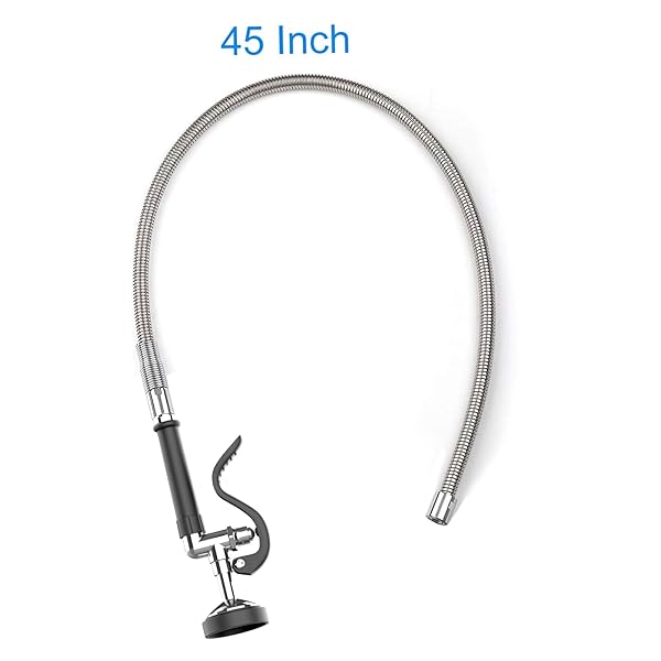 MSTJRY MSTJRY Spray Valve with 45 Inch Pre Rinse Hose for Commercial Kitchen Faucets Polished Chrome Black with 3 Adapters - View 3 of 8