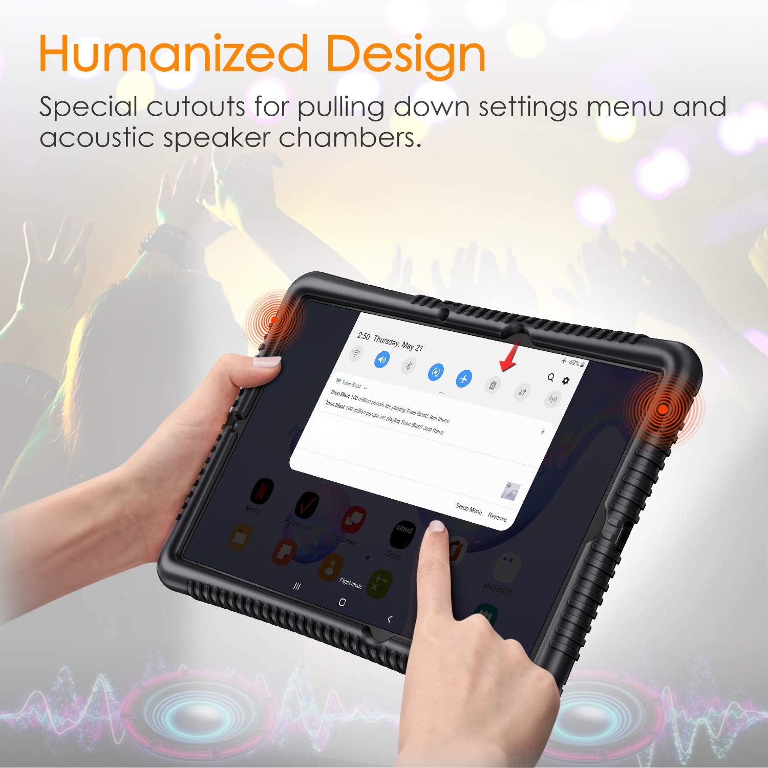 Fintie Silicone Case for Samsung Galaxy Tab S6 Lite 10.4 Inch Kids Friendly Shock Proof Cover Black Honey Comb Series - View 4 of 9