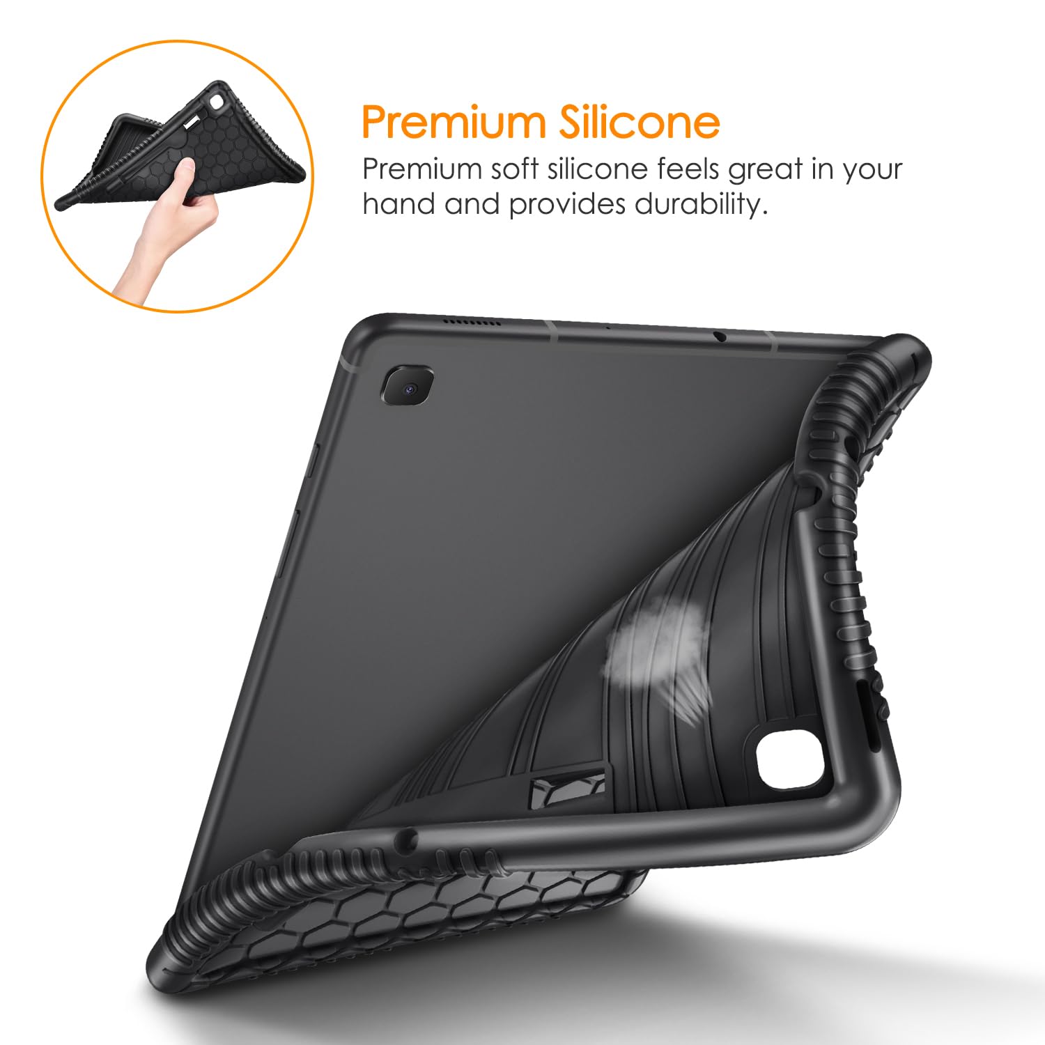 Fintie Silicone Case for Samsung Galaxy Tab S6 Lite 10.4 Inch Kids Friendly Shock Proof Cover Black Honey Comb Series - View 5 of 9
