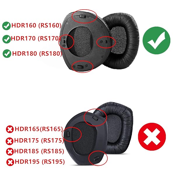 YDYBZB YDYBZB Replacement Ear Pads for Sennheiser HDR160 HDR170 HDR180 RS160 RS170 RS180 Headphones Wrinkled Leather Cups - View 3 of 7