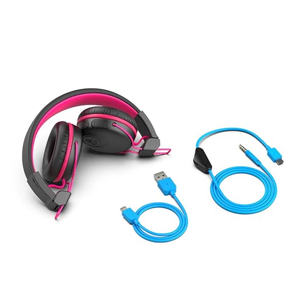 JLab JLab JBuddies Play Wireless Kids Headset Pink 22 Hour Bluetooth 5 Low Latency Retractable Mic AUX Compatible Gaming Consoles - View 6 of 9