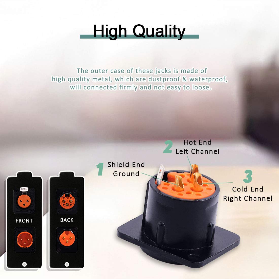 Keadic Keadic 8 Pack XLR Male Female Jack 3 Pin Chassis Panel Mount Jacks Black Metal Housing for Audio Studio Connector - View 3 of 7