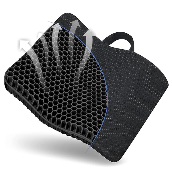 Fzitiy Fzitiy Gel Seat Cushion for Sciatica Relief - Double Thick, Breathable Honeycomb Design for Office, Car & Wheelchair Comfort