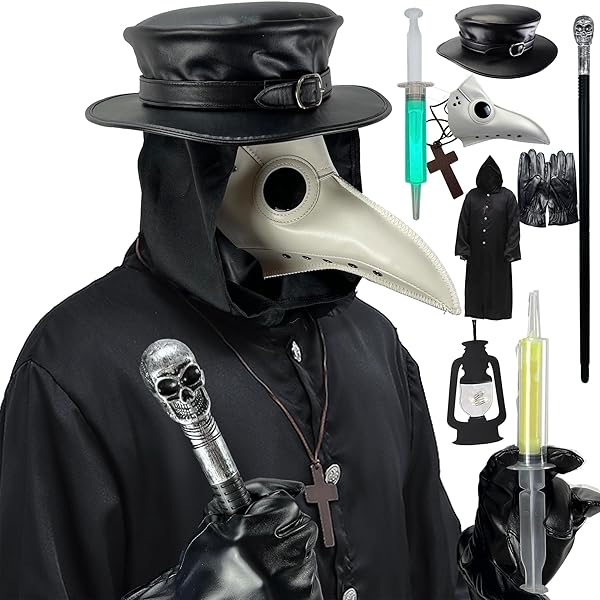 Absolute Vibe Absolute Vibe Plague Doctor Bird Mask and Hat Combo Set for Halloween Costume Steampunk Cosplay Props Size L White 001 - View 3 of 7