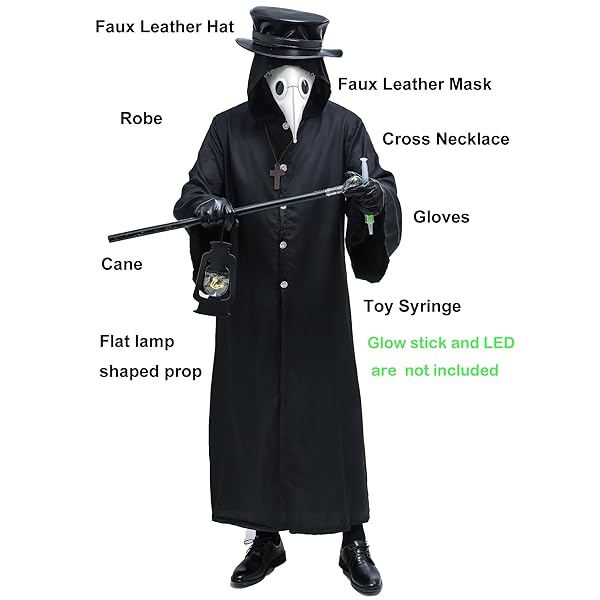Absolute Vibe Absolute Vibe Plague Doctor Bird Mask and Hat Combo Set for Halloween Costume Steampunk Cosplay Props Size L White 001 - View 4 of 7