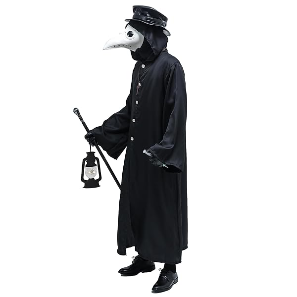 Absolute Vibe Absolute Vibe Plague Doctor Bird Mask and Hat Combo Set for Halloween Costume Steampunk Cosplay Props Size L White 001 - View 6 of 7
