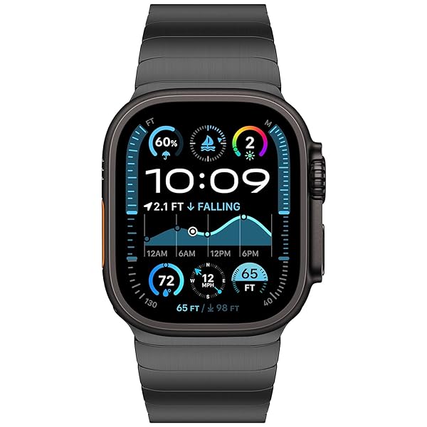 baozai Baozai Stainless Steel Link Bracelet Band for Apple Watch Series 10 Ultra 2 49mm 46mm 45mm 44mm Black for Men - View 5 of 10