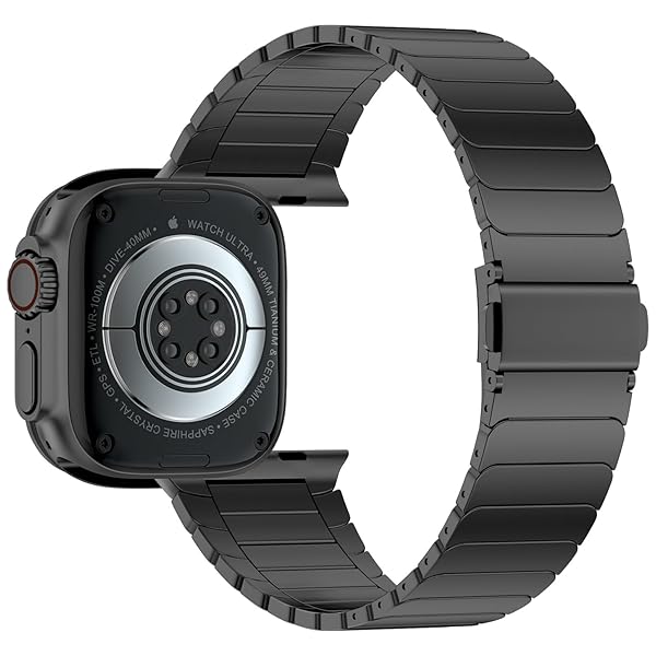 baozai Baozai Stainless Steel Link Bracelet Band for Apple Watch Series 10 Ultra 2 49mm 46mm 45mm 44mm Black for Men - View 6 of 10