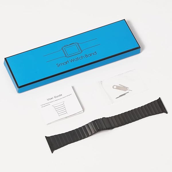 baozai Baozai Stainless Steel Link Bracelet Band for Apple Watch Series 10 Ultra 2 49mm 46mm 45mm 44mm Black for Men - View 7 of 10