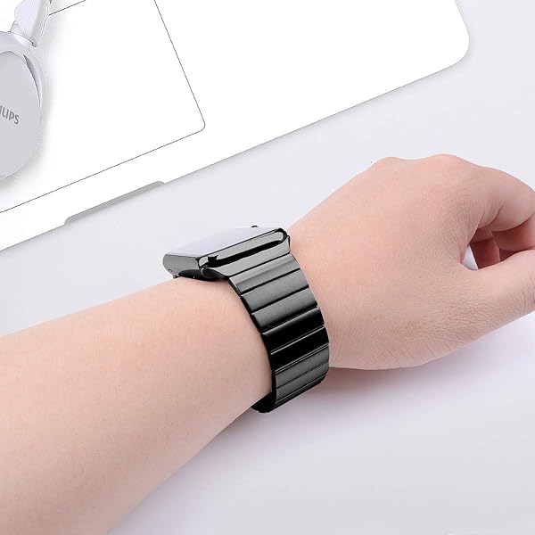 baozai Baozai Stainless Steel Link Bracelet Band for Apple Watch Series 10 Ultra 2 49mm 46mm 45mm 44mm Black for Men - View 10 of 10