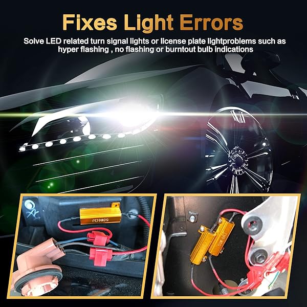 WOWOONE WOWOONE 10Pcs Set 50W LED Load Resistors for Turn Signal Lights Fix Hyper Flash Error with 20 Quick Wire Clips - View 5 of 8