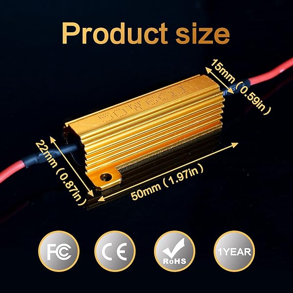 WOWOONE WOWOONE 10Pcs Set 50W LED Load Resistors for Turn Signal Lights Fix Hyper Flash Error with 20 Quick Wire Clips - View 7 of 8