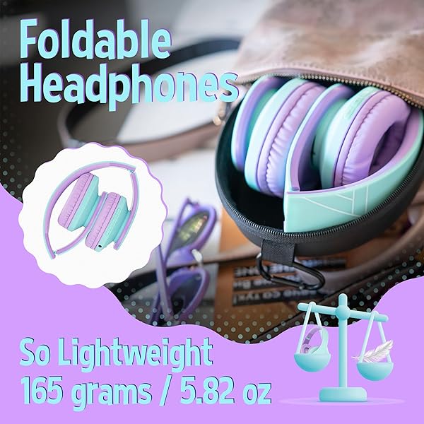 PowerLocus PowerLocus Kids Headphones Over-Ear, Bluetooth Wireless Headphones for Kids,with Microphone, Safe 85DB Volume Limited, Foldable with Carry Case, Audio Cable, Micro SD mode for Online Classes,PC,Phones - View 6 of 11