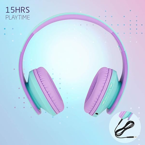 PowerLocus PowerLocus Kids Headphones Over-Ear, Bluetooth Wireless Headphones for Kids,with Microphone, Safe 85DB Volume Limited, Foldable with Carry Case, Audio Cable, Micro SD mode for Online Classes,PC,Phones - View 8 of 11