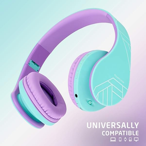 PowerLocus PowerLocus Kids Headphones Over-Ear, Bluetooth Wireless Headphones for Kids,with Microphone, Safe 85DB Volume Limited, Foldable with Carry Case, Audio Cable, Micro SD mode for Online Classes,PC,Phones - View 9 of 11