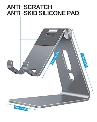 OMOTON OMOTON Adjustable Cell Phone Stand C2 Aluminum Desktop Holder for iPhone Samsung Galaxy Google Pixel Android Phones Grey - View 6 of 9