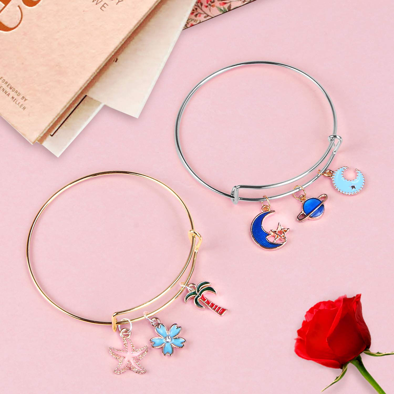 UPINS UPINS 60Pcs Expandable Bangle Bracelets - DIY Adjustable Jewelry in Silver & Gold for Women - View 4 of 7