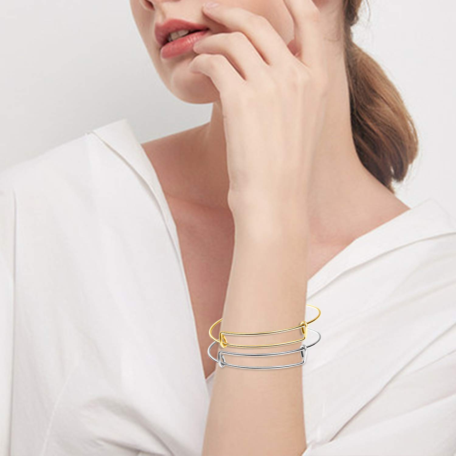 UPINS UPINS 60Pcs Expandable Bangle Bracelets - DIY Adjustable Jewelry in Silver & Gold for Women - View 6 of 7