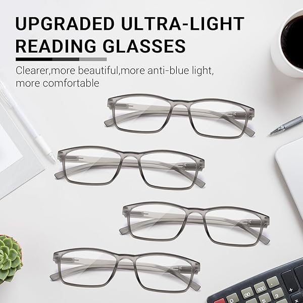 TERAISE TERAISE Blue Light Reading Glasses for Men 4-Pack Lightweight Grey Computer Glasses for Eye Protection - View 3 of 8