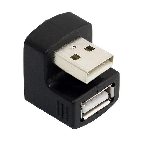 Buy Cablecc Down Angled USB 2.0 Adapter A Male to Female - 90, 180, 360 Degree Extension in Black