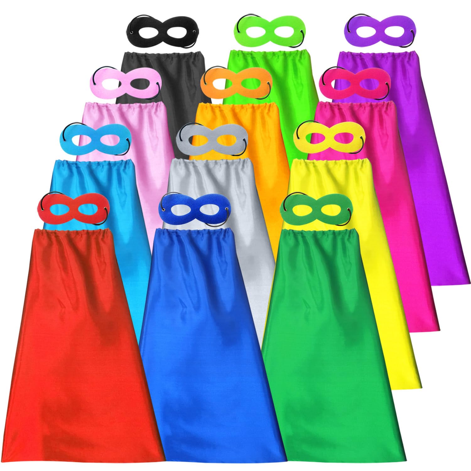ADJOY ADJOY Kids Superhero Capes and Masks for Birthday Party Dress Up Costume Mixed Colors Set of 12 - View 3 of 6