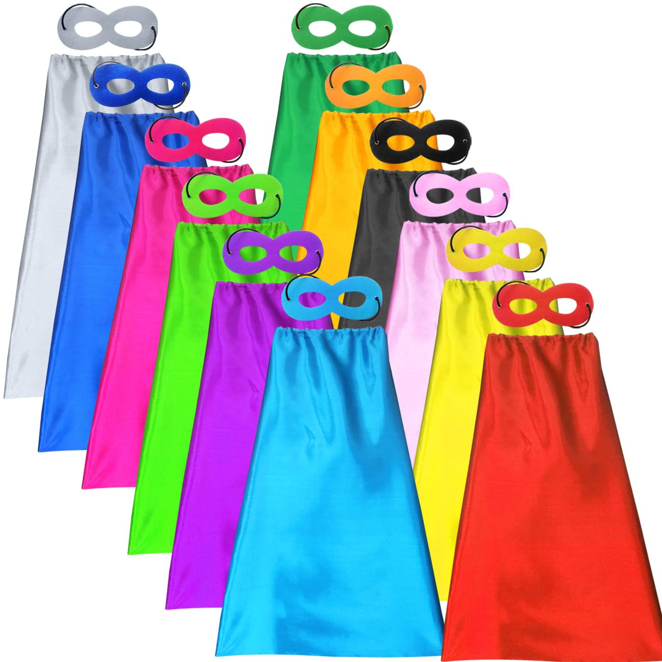ADJOY ADJOY Kids Superhero Capes and Masks for Birthday Party Dress Up Costume Mixed Colors Set of 12