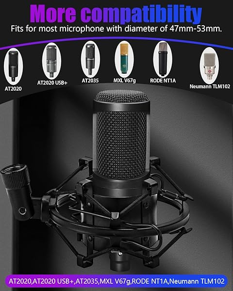 Boseen Buy Boseen Universal Microphone Shock Mount - Adjustable Anti-Vibration Mic Clip for 47mm-53mm Mics - View 4 of 6