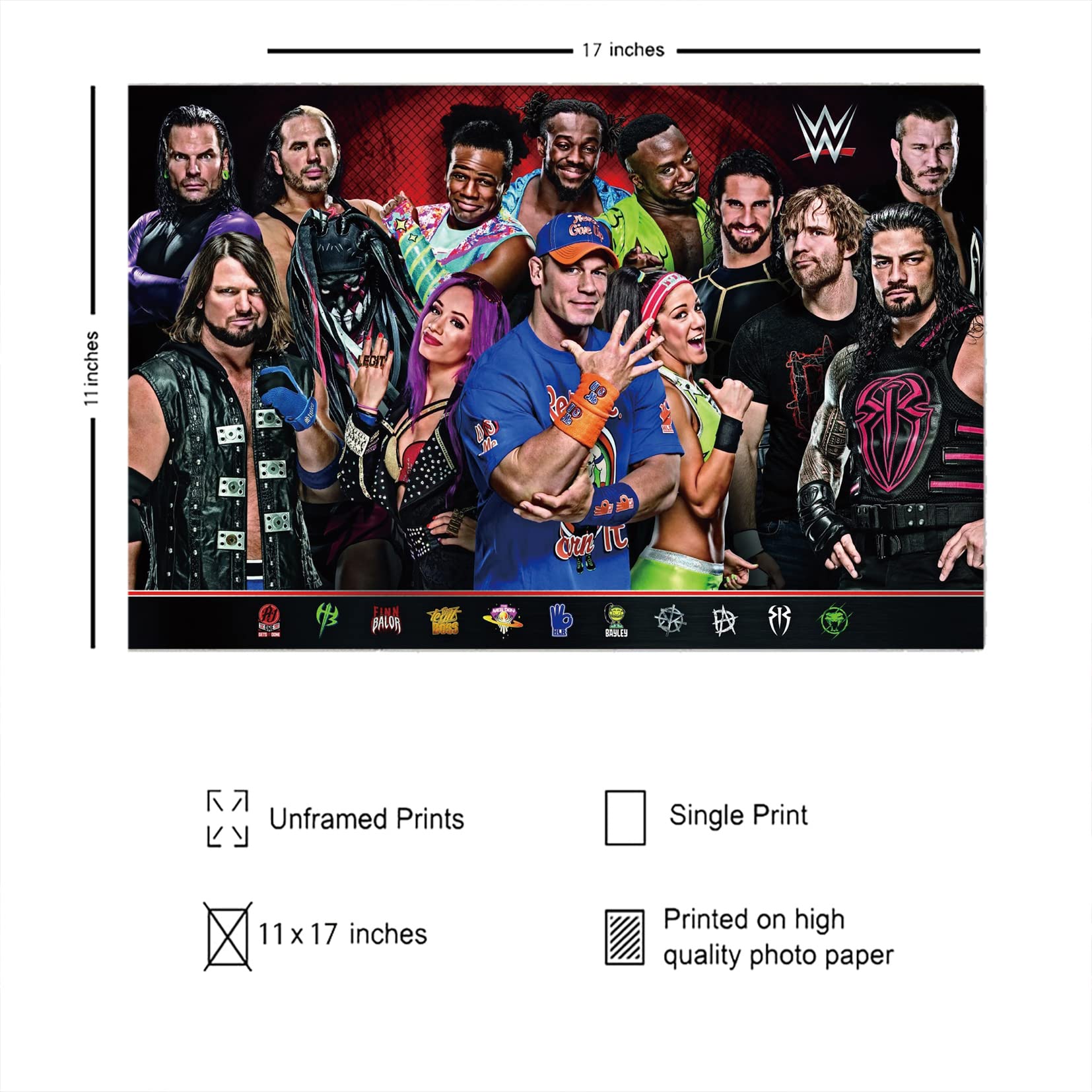 FatCat Wall Graphics FatCat Wall Graphics WWE Group 17 Matte Poster Frameless Gift 12x18 inch for Office Decor - View 2 of 9