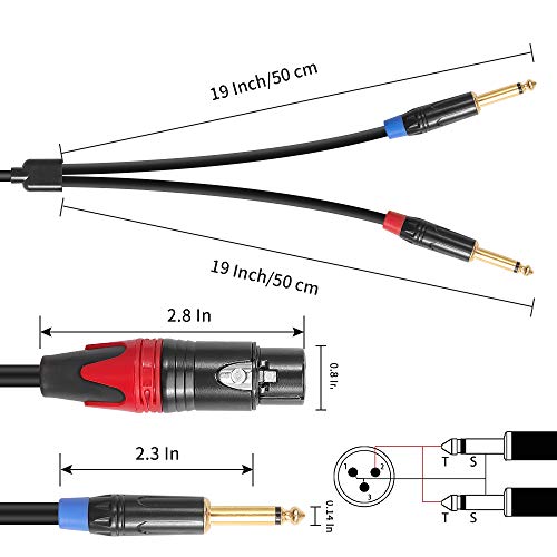 Disino Disino XLR Female to Dual 1/4 inch Y Splitter Cable 10 feet Mic Audio Converter Adapter Cord - View 3 of 7