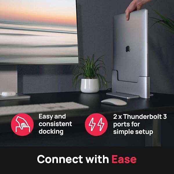 Brydge Maximize Space with Brydge Vertical Laptop Stand for 15-inch MacBook Pro | Dual Thunderbolt 3 Ports, 40 Gbps Data Speed - View 5 of 7