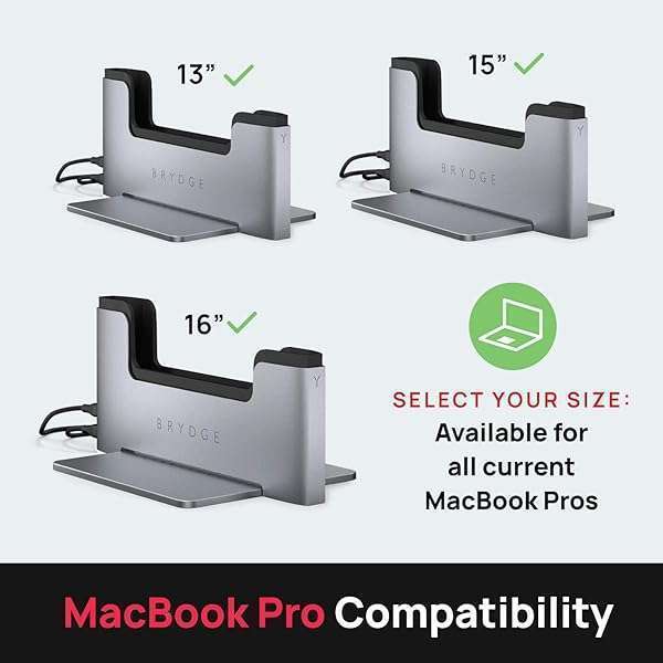 Brydge Maximize Space with Brydge Vertical Laptop Stand for 15-inch MacBook Pro | Dual Thunderbolt 3 Ports, 40 Gbps Data Speed - View 6 of 7