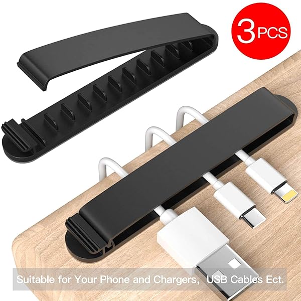 pzoz Pzoz Cable Clips 3 Pack Cord Organizer for Home Office Desk Phone Car Wire Self Adhesive Cable Management Black - View 2 of 6