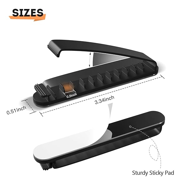 pzoz Pzoz Cable Clips 3 Pack Cord Organizer for Home Office Desk Phone Car Wire Self Adhesive Cable Management Black - View 3 of 6