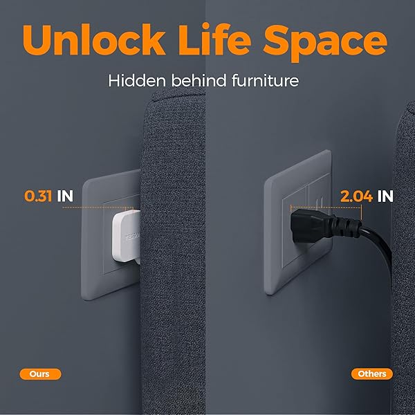 TESSAN TESSAN 5FT Surge Protector Flat Extension Cord with 4 Outlets and 3 USB C Ports Ideal for Home Office and Dorm White - View 4 of 8