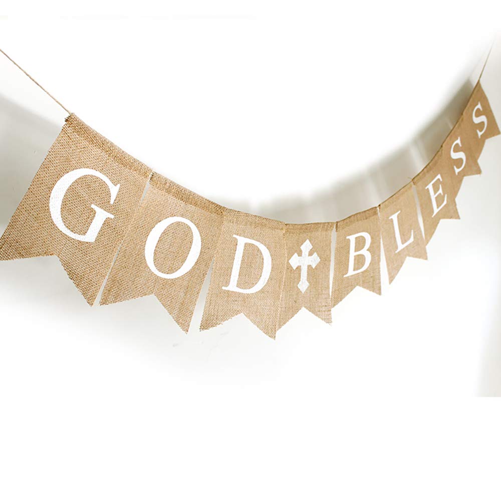 CHRORINE Chlorine First Communion Banner Kit | Baptism & Confirmation Decorations for Boys & Girls - God Bless White Set - View 3 of 7