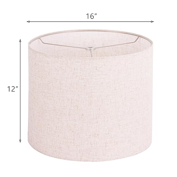 Wellmet Wellmet 16x16x12 Assembly Required Fabric Drum Lampshade for Table Bedside and Floor Lamps Classic Modern Style Spider Fitter Linen - View 2 of 9