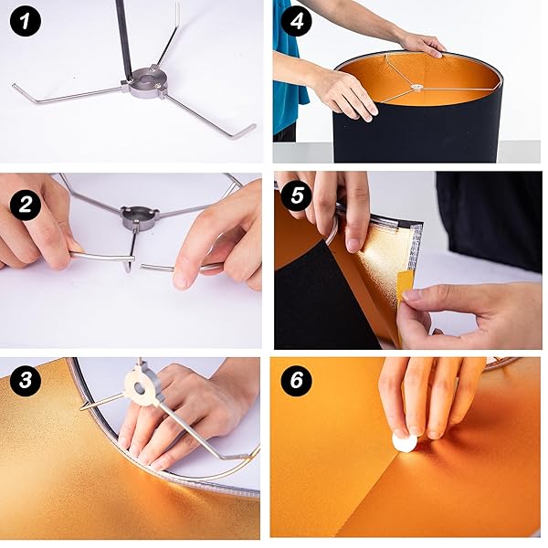 Wellmet Wellmet 16x16x12 Assembly Required Fabric Drum Lampshade for Table Bedside and Floor Lamps Classic Modern Style Spider Fitter Linen - View 3 of 9